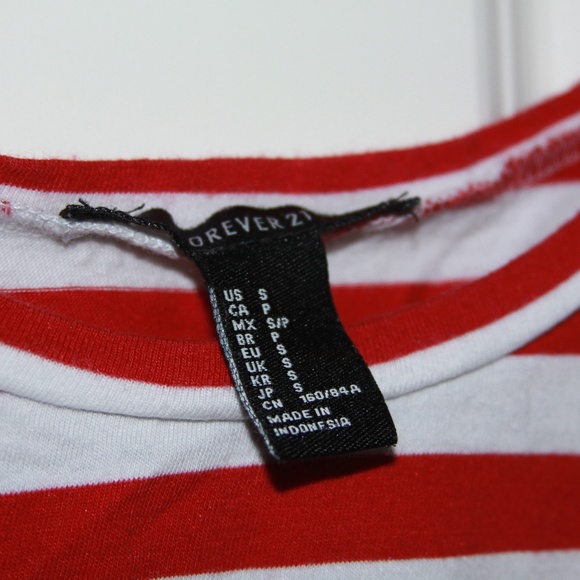 Forever 21 Red and White Striped Crop Top - Picture 2 of 3